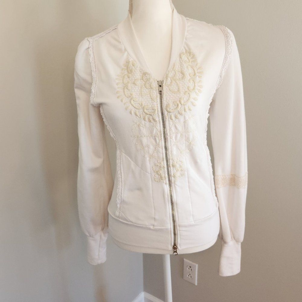 Johnny Was Embroidered Zip Jacket
